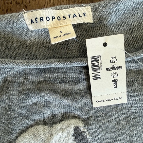Aeropostale Gray Off-the-Shoulder Sweater - Picture 3 of 4